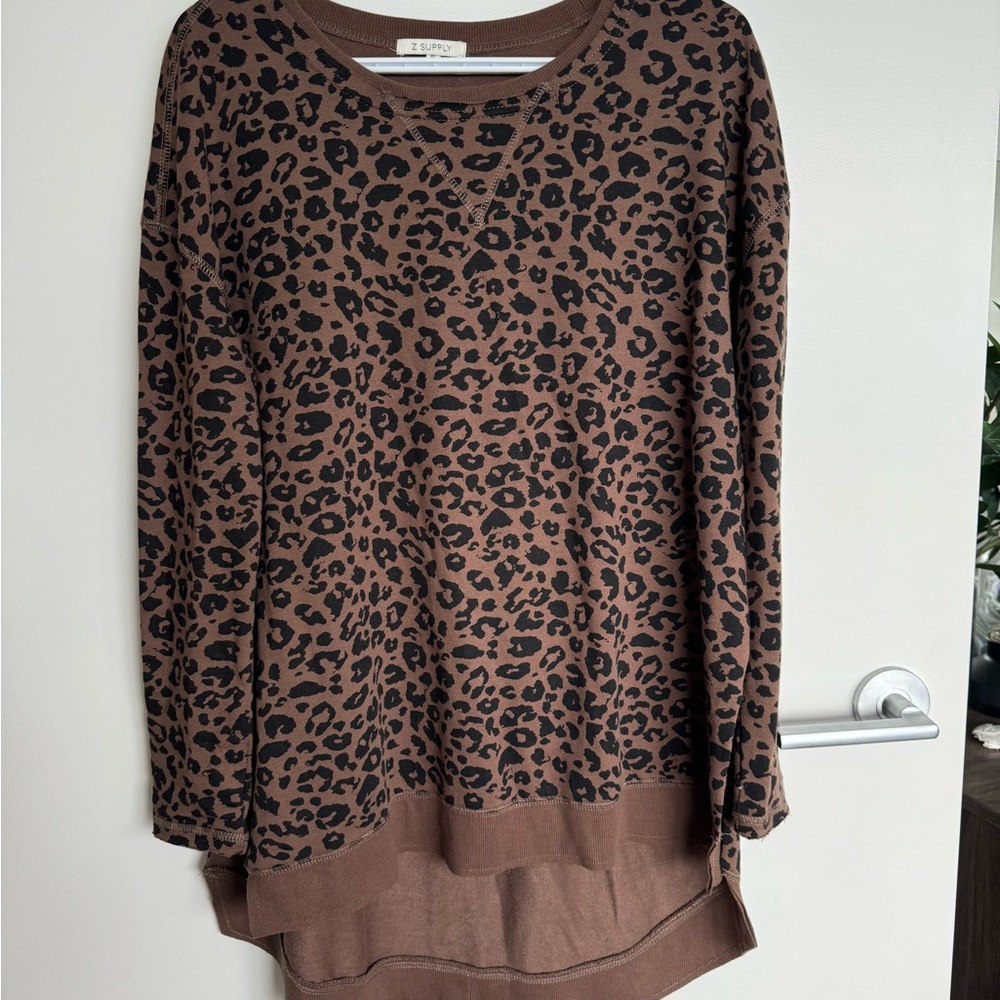 Z Supply Brown Leopard Print Top